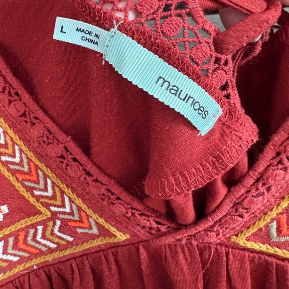 Maurices Rust Boho Babydoll Peasant Top L - Picture 5 of 6